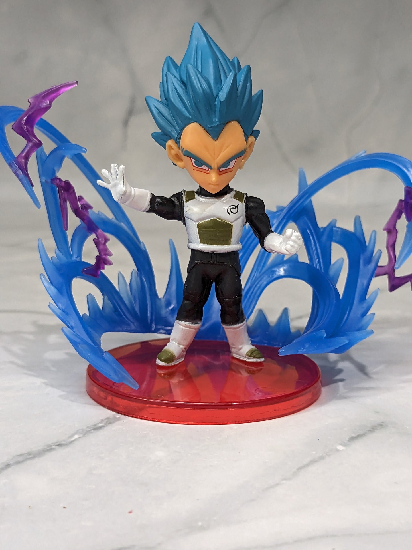 Dragon BallZ 8.5 cm Vegeta Super Saiyan God- Blue, Energy Effect Action Figure with Cute Display Stand, Best Anime Collectible for DBZ Fans