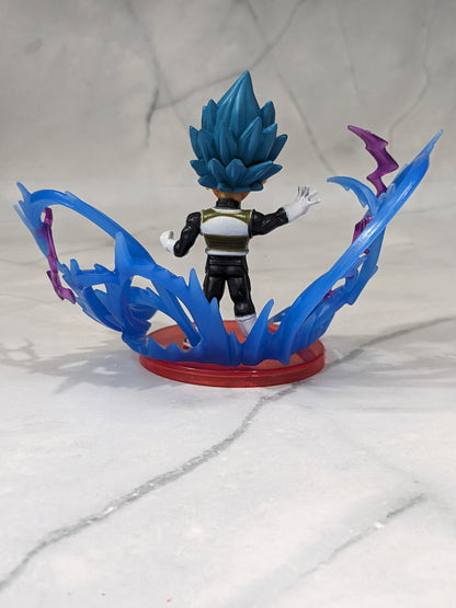 Dragon BallZ 8.5 cm Vegeta Super Saiyan God- Blue, Energy Effect Action Figure with Cute Display Stand, Best Anime Collectible for DBZ Fans