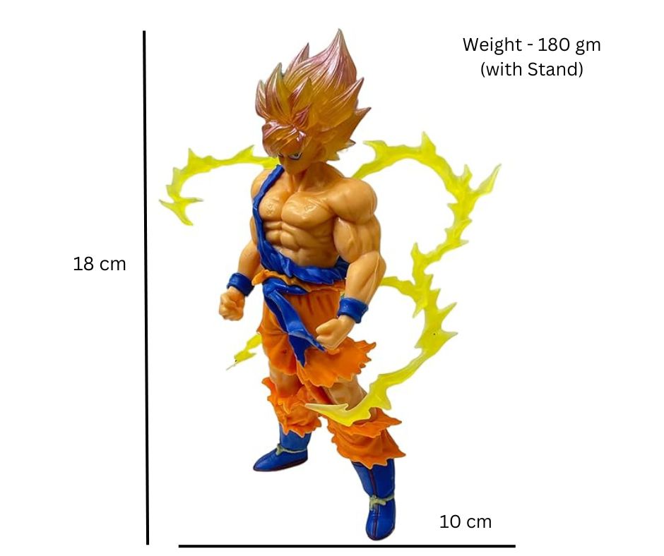 DBZ Goku Super Saiyan -18 cm, Dynamic Fire Action Figure, Hot Anime Collectible, High Quality PVC, Best Gift for DBZ Fans