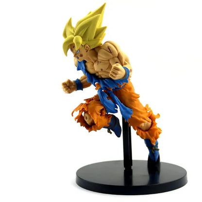 Dragon BallZ Super Saiyan Goku, 21 cm - Super Jumping Action Figure, Burdock Battle Scene, PVC Anime Collectible, Amazing Gift for DBZ Fans