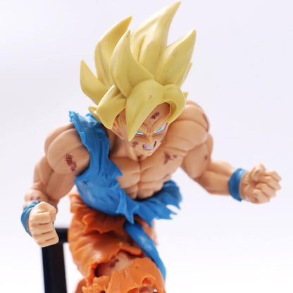 Dragon BallZ Super Saiyan Goku, 21 cm - Super Jumping Action Figure, Burdock Battle Scene, PVC Anime Collectible, Amazing Gift for DBZ Fans