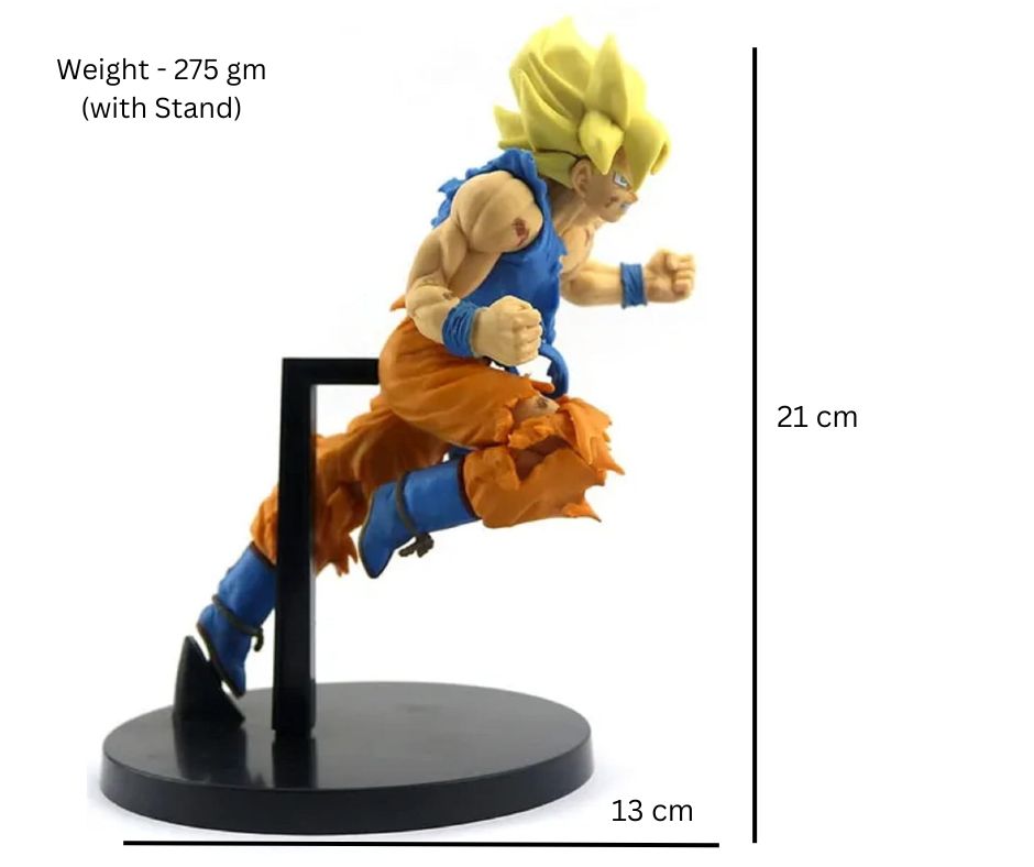 Dragon BallZ Super Saiyan Goku, 21 cm - Super Jumping Action Figure, Burdock Battle Scene, PVC Anime Collectible, Amazing Gift for DBZ Fans