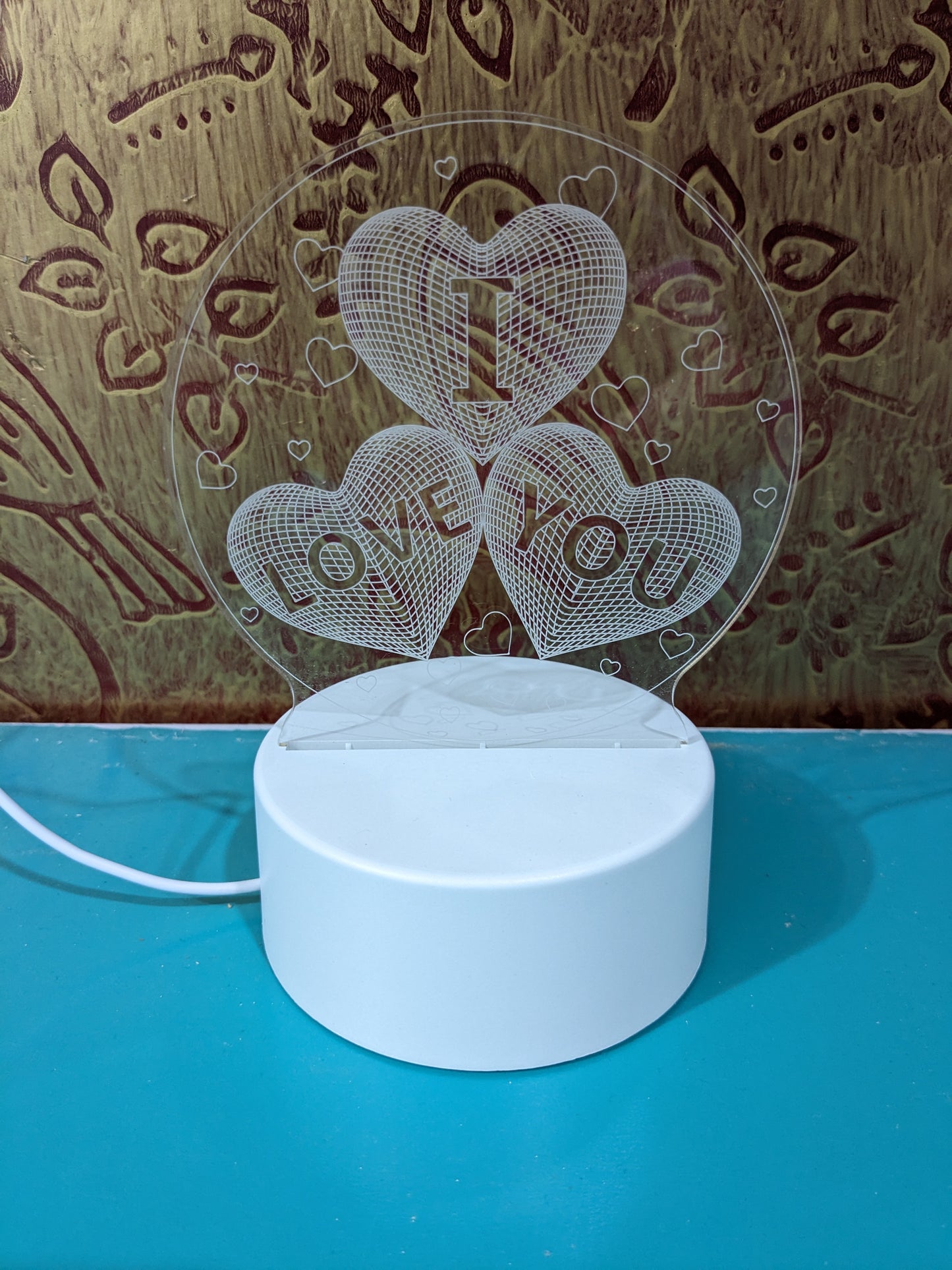 I Love You Heart 3D Illusion Night Lamp, Acrylic LED Lamp, Home Decor, Kids Bedroom Decor, Best Gift, LED Plug and Play (16 cm)