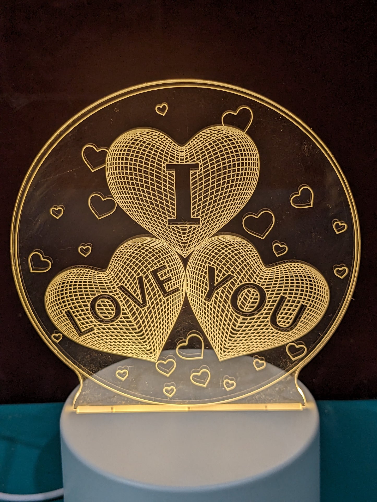 I Love You Heart 3D Illusion Night Lamp, Acrylic LED Lamp, Home Decor, Kids Bedroom Decor, Best Gift, LED Plug and Play (16 cm)