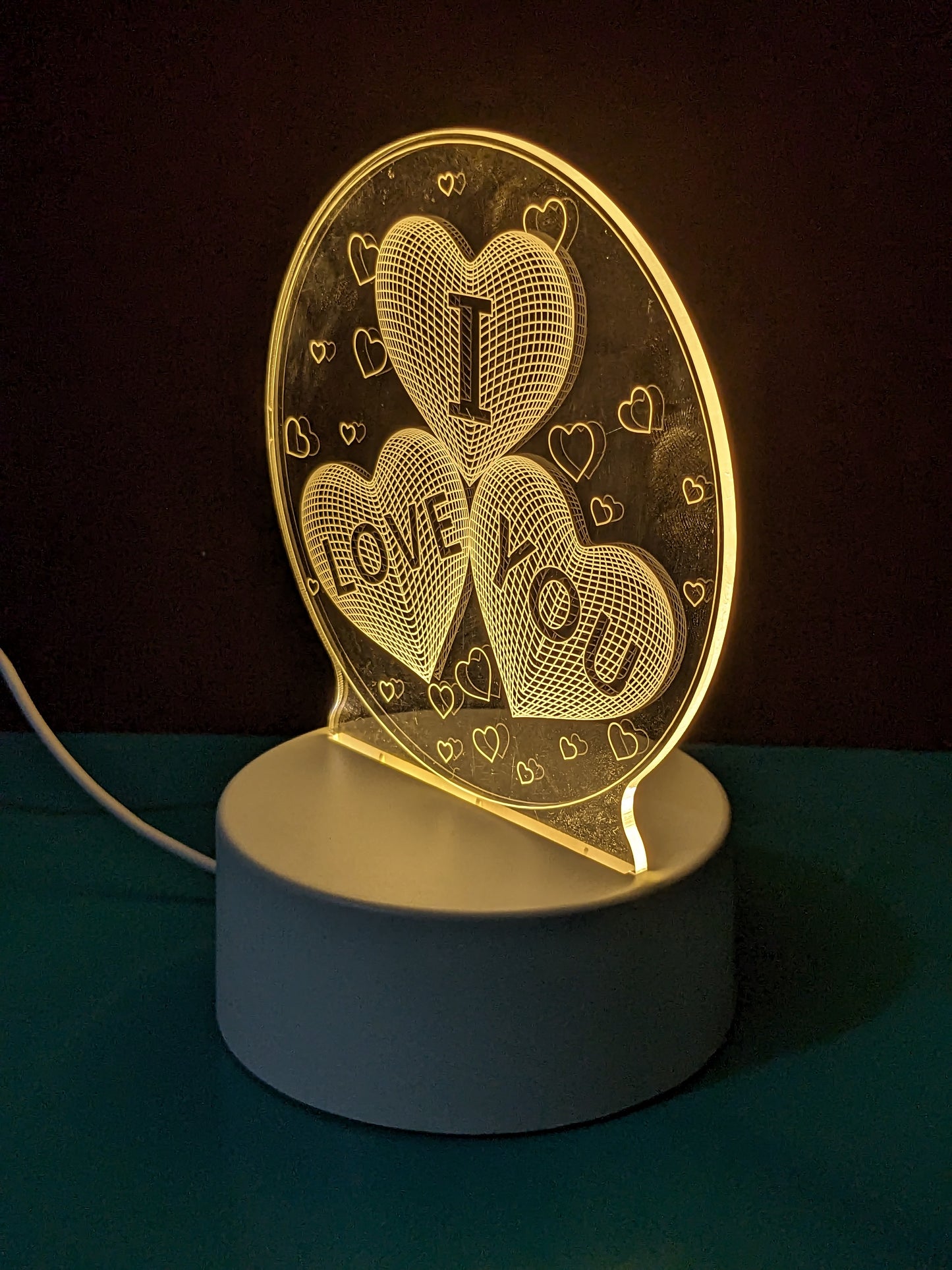 I Love You Heart 3D Illusion Night Lamp, Acrylic LED Lamp, Home Decor, Kids Bedroom Decor, Best Gift, LED Plug and Play (16 cm)