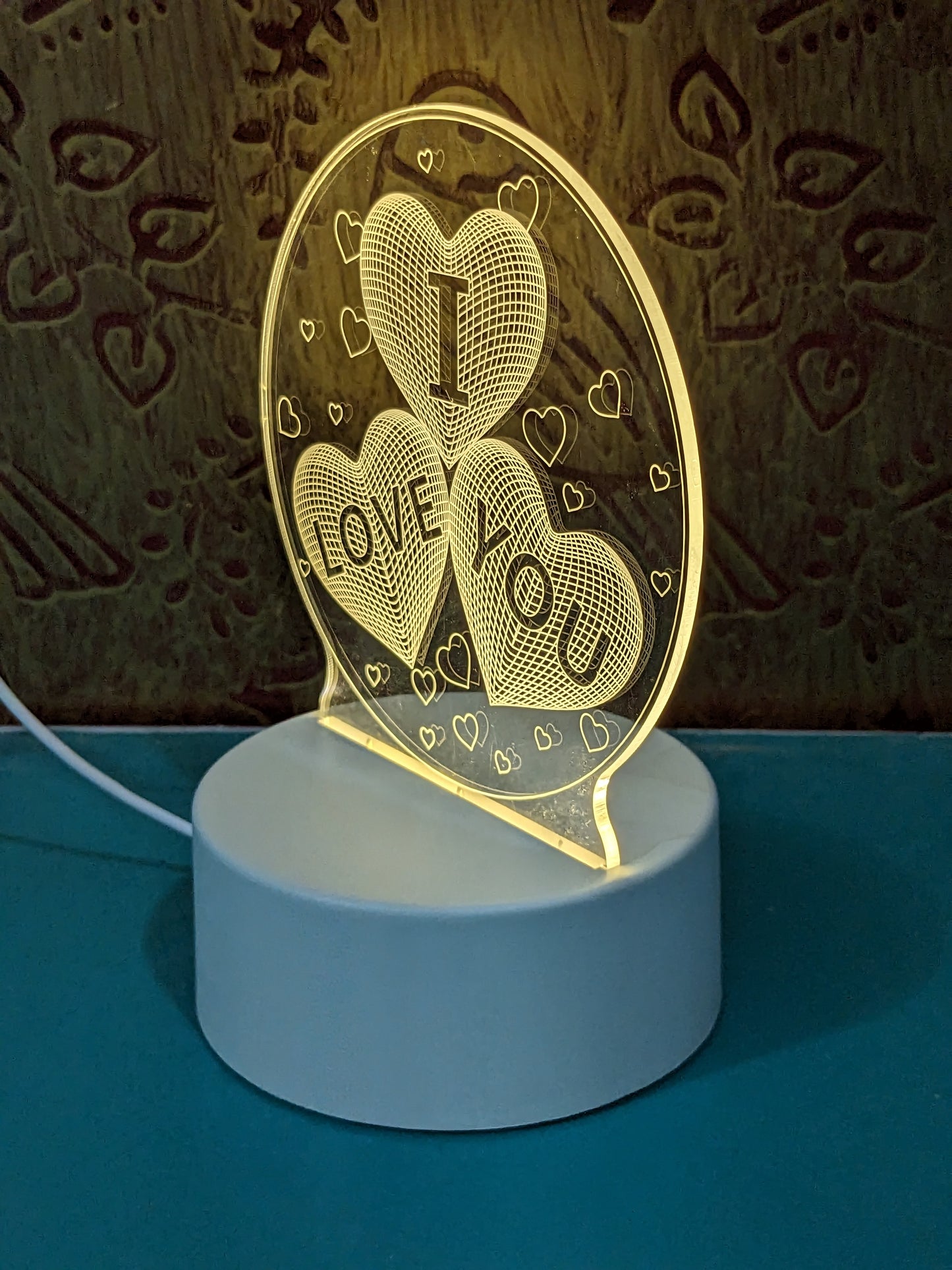 I Love You Heart 3D Illusion Night Lamp, Acrylic LED Lamp, Home Decor, Kids Bedroom Decor, Best Gift, LED Plug and Play (16 cm)