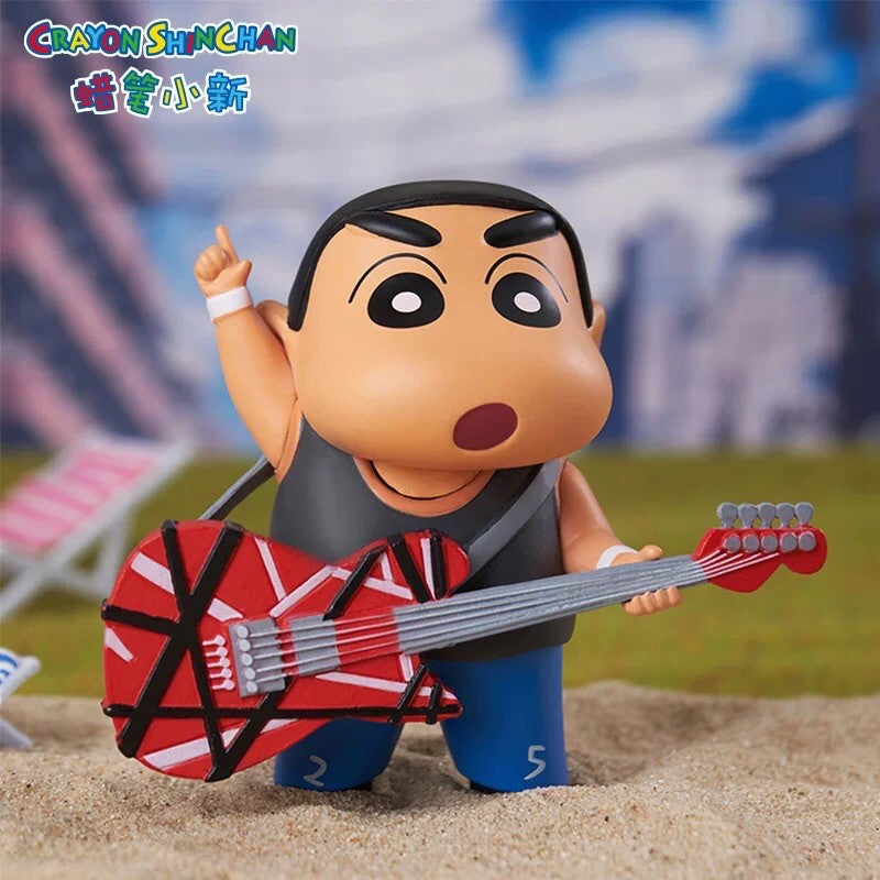 ShinChan Music Group Set - 6pcs (7.5 cm), ShinChan Orchestra Party, PVC Action Figures with Mic, Guitar & Saxophone, Ideal Gift for Music Lovers