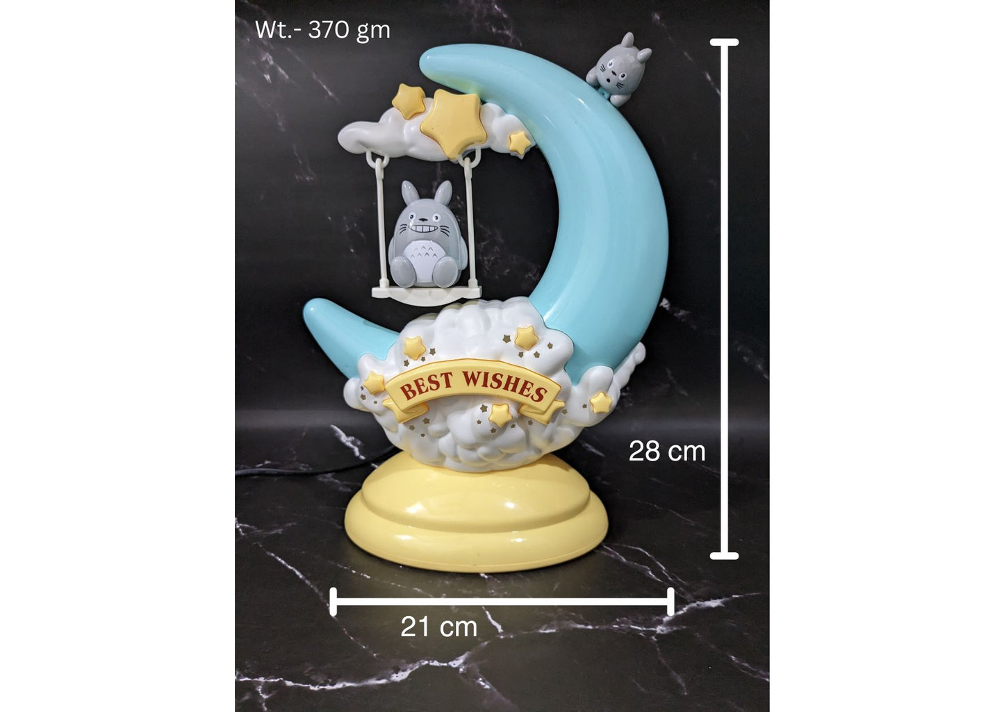 Best Wishes Cartoon Moon Lamp, Soft & Warm Light, Perfect Gift for Birthday, Anniversary etc., Room Decoration (Ht.- 28 cm)