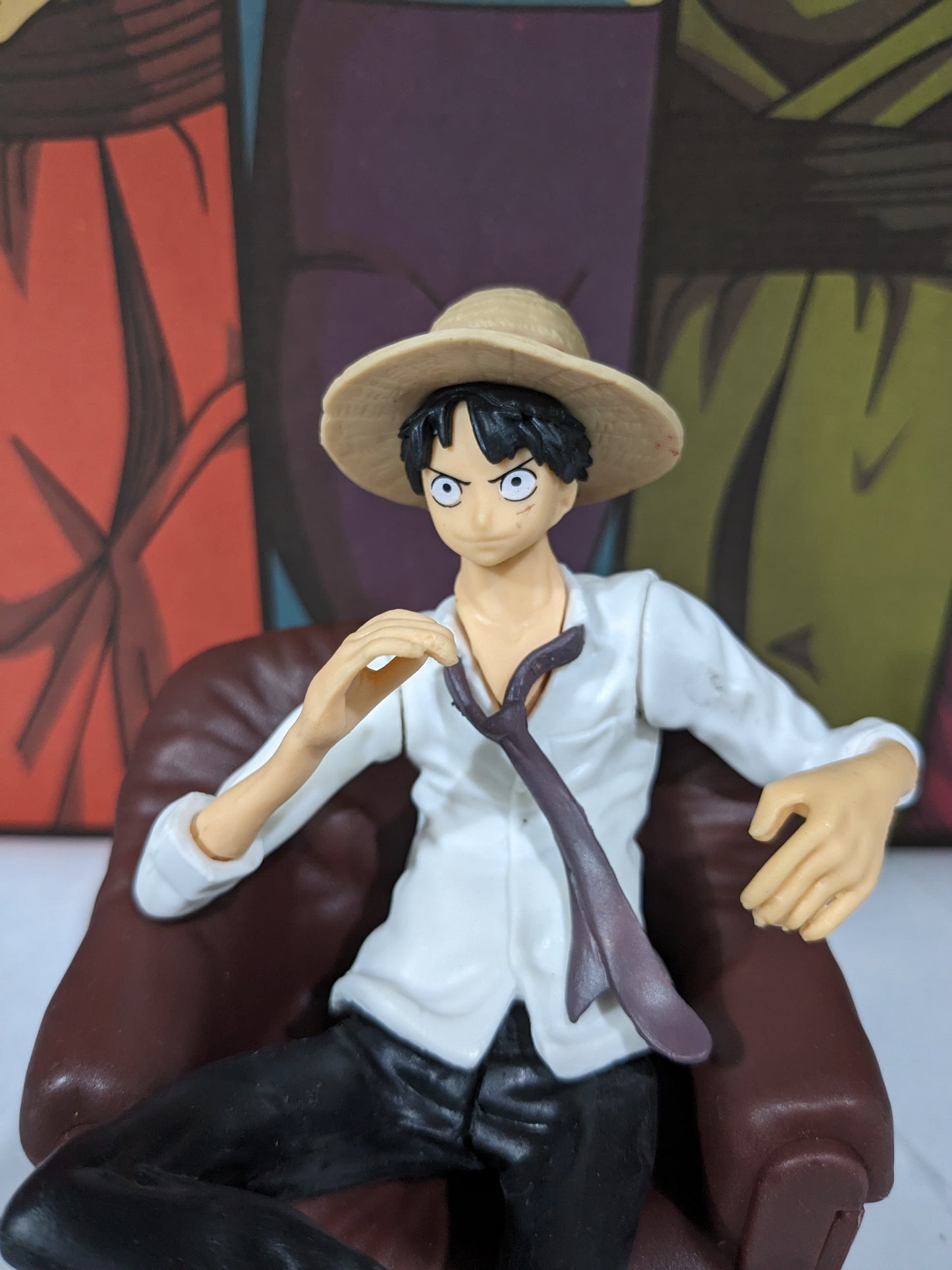 Cute One Piece Luffy Action Figure (13 cm Height), Sitting on a Sofa, PVC Anime Collectible, Best Gift for One Piece Lovers