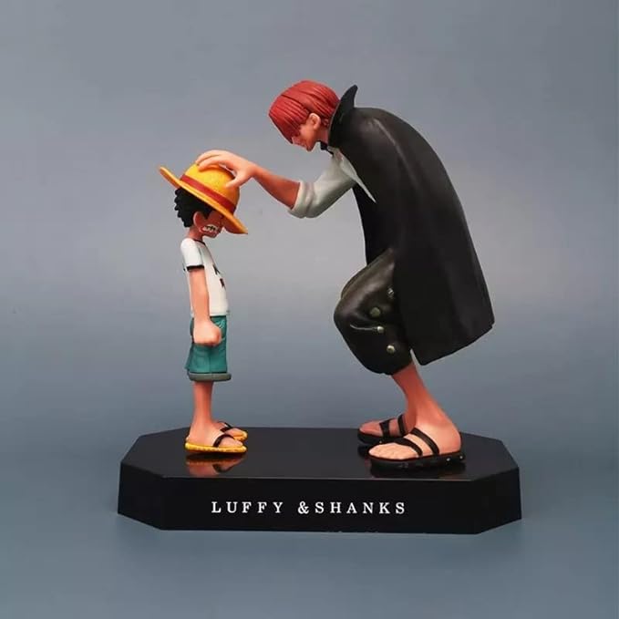 One Piece Anime 18 cm Height, Straw Hat Luffy (Child) & Shanks (Red Hair), Premium Quality PVC Action Figure, Best Gift & Home Decor