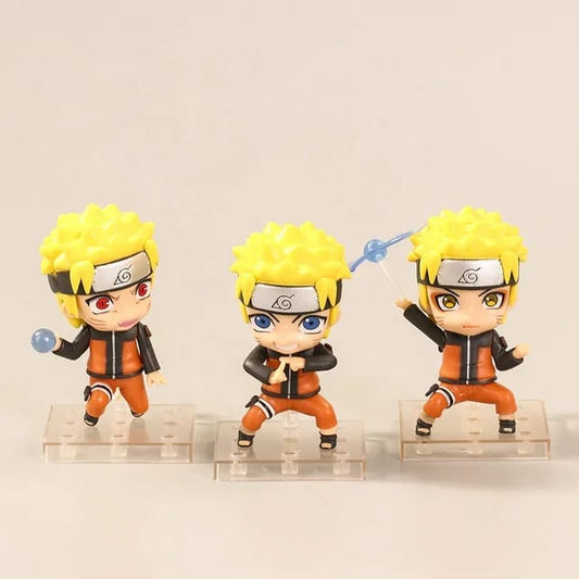 Naruto Uzumaki Chibi Action Figures (Set of 3, Size - 9 cm), Premium Toy Collectibles, Versatile Gift for Naruto Fans