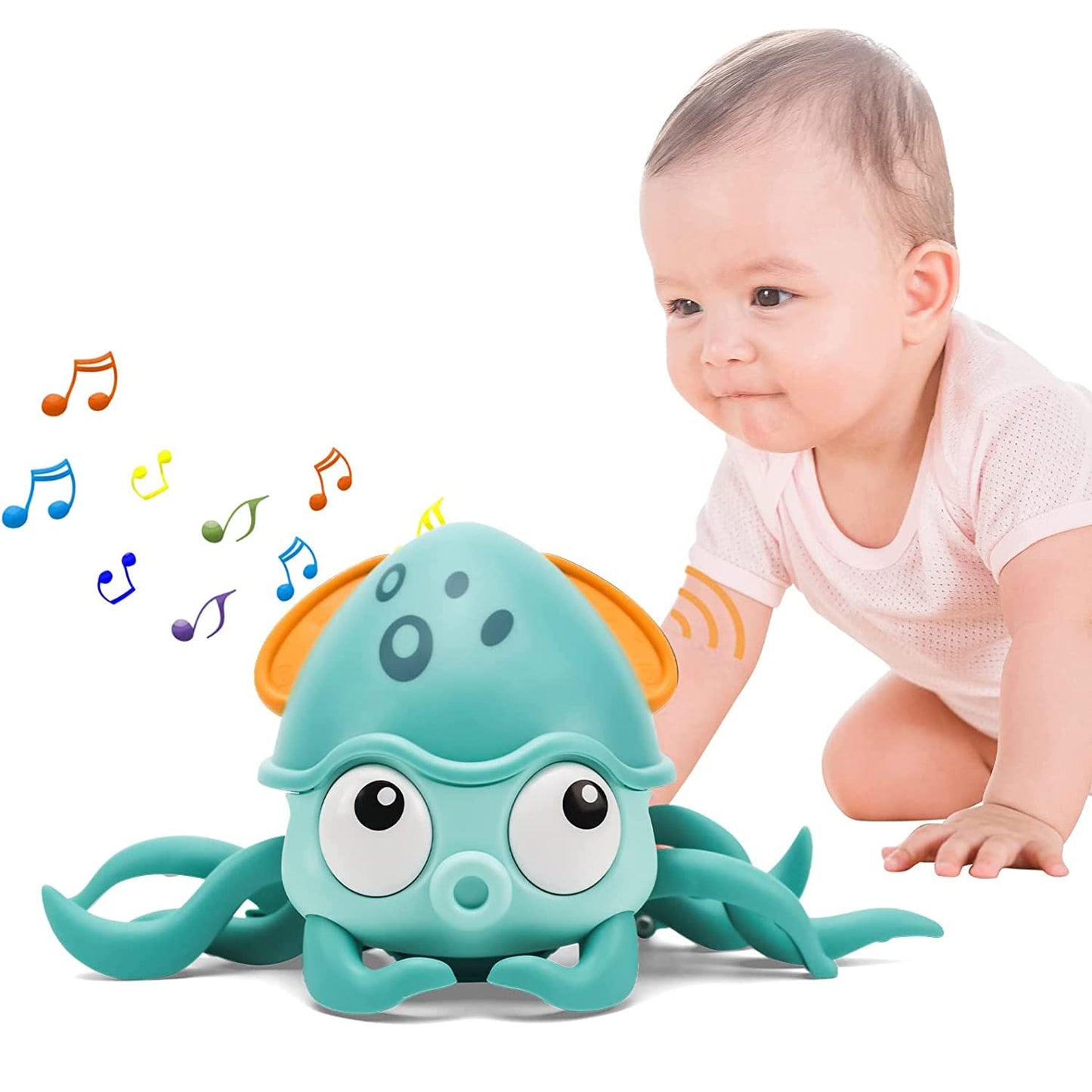 Baby Octopus Crawling Toy for Kids, Electric Induction, Dancing Octopus with Music and LED Lights | Auto Avoids Obstacles | Best Toy (Green)