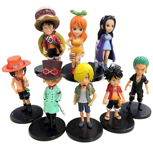 ONE PIECE Set of 8 Action Figures, 7-8 cm PVC Anime Collectibles, Best Gift For Anime Lovers, Home /Cake /Office Desk & Study Table Decoration