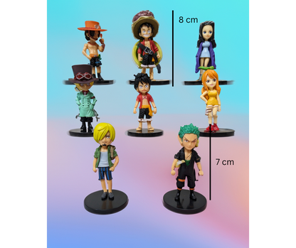 ONE PIECE Set of 8 Action Figures, 7-8 cm PVC Anime Collectibles, Best Gift For Anime Lovers, Home /Cake /Office Desk & Study Table Decoration