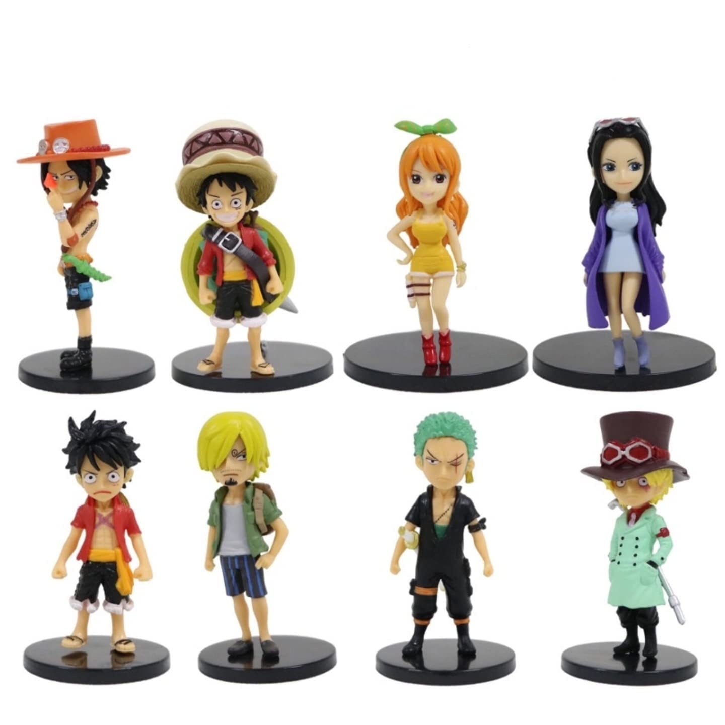 ONE PIECE Set of 8 Action Figures, 7-8 cm PVC Anime Collectibles, Best Gift For Anime Lovers, Home /Cake /Office Desk & Study Table Decoration