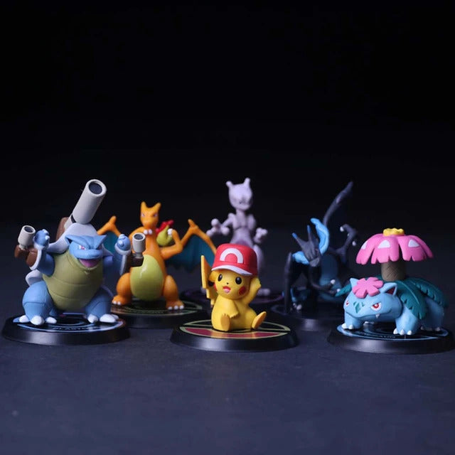 Cute Pokemon Action Figures Set, 6 Pcs Toy Set Collectibles, 5.5-7cm, High Quality PVC Figures with Name Display Stands, Best Gift for Pokemon Lovers