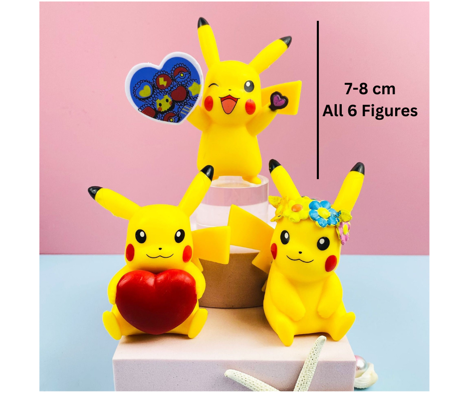 Charming Pikachu Love Figure Toy Set | 6 pcs/set | 7-8 cm Height | Perfect for Pokemon Fans | Wonderful Gift for Kids