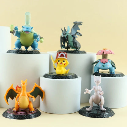 Cute Pokemon Action Figures Set, 6 Pcs Toy Set Collectibles, 5.5-7cm, High Quality PVC Figures with Name Display Stands, Best Gift for Pokemon Lovers