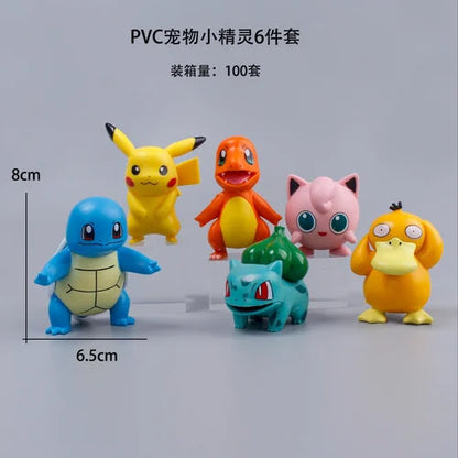 Pokemon Toy Set, Pokemon Collectibles, Pikachu Cartoon Figure, Unique Toy - 6 pcs/Set