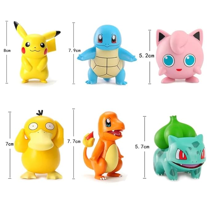 Pokemon Toy Set, Pokemon Collectibles, Pikachu Cartoon Figure, Unique Toy - 6 pcs/Set