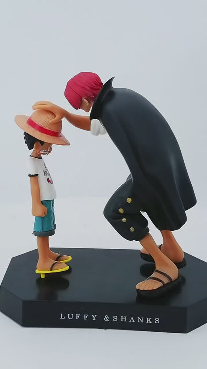 One Piece Anime 18 cm Height, Straw Hat Luffy (Child) & Shanks (Red Hair), Premium Quality PVC Action Figure, Best Gift & Home Decor