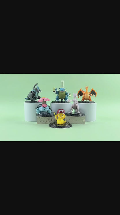 Cute Pokemon Action Figures Set, 6 Pcs Toy Set Collectibles, 5.5-7cm, High Quality PVC Figures with Name Display Stands, Best Gift for Pokemon Lovers