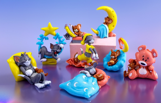 sweet dreams tom and jerry toy figures, Moon-Themed Cartoon toys, best Gift for Anime Lovers - 8 pcs/set