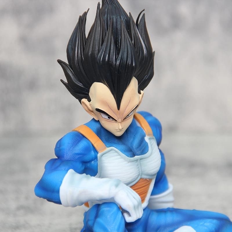 15cm DBZ Super Vegeta Action Figure, Sitting Pose, Premium PVC Anime Collectible, For Office Desk & Study Table Decor, Best Gift for DBZ Fans