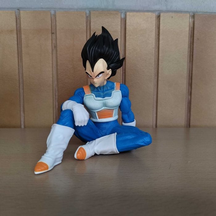 15cm DBZ Super Vegeta Action Figure, Sitting Pose, Premium PVC Anime Collectible, For Office Desk & Study Table Decor, Best Gift for DBZ Fans