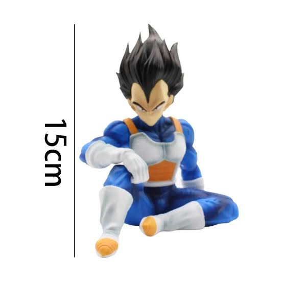 15cm DBZ Super Vegeta Action Figure, Sitting Pose, Premium PVC Anime Collectible, For Office Desk & Study Table Decor, Best Gift for DBZ Fans