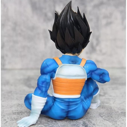 15cm DBZ Super Vegeta Action Figure, Sitting Pose, Premium PVC Anime Collectible, For Office Desk & Study Table Decor, Best Gift for DBZ Fans