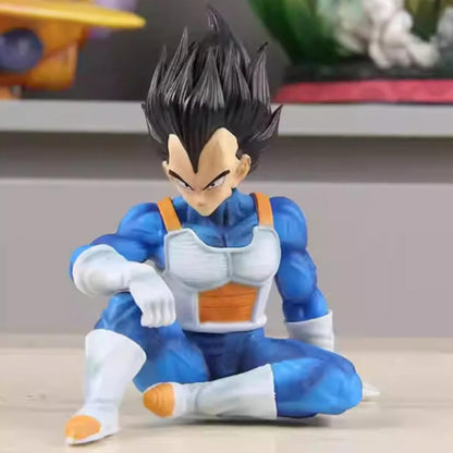 15cm DBZ Super Vegeta Action Figure, Sitting Pose, Premium PVC Anime Collectible, For Office Desk & Study Table Decor, Best Gift for DBZ Fans