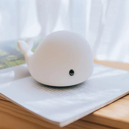 Whale Shape Silicon Night Lamp, Multicolor Changing Lights, USB Rechargeable, Room Decor Lamp