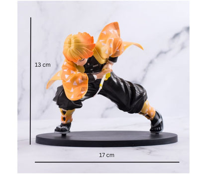 Demon Slayer Zenitsu Agatsuma Action Figure - 13 cm, In Dynamic Fighting Style, High Quality PVC Collectible for Demon Slayer Fans