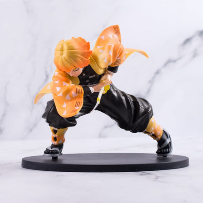 Demon Slayer Zenitsu Agatsuma Action Figure - 13 cm, In Dynamic Fighting Style, High Quality PVC Collectible for Demon Slayer Fans